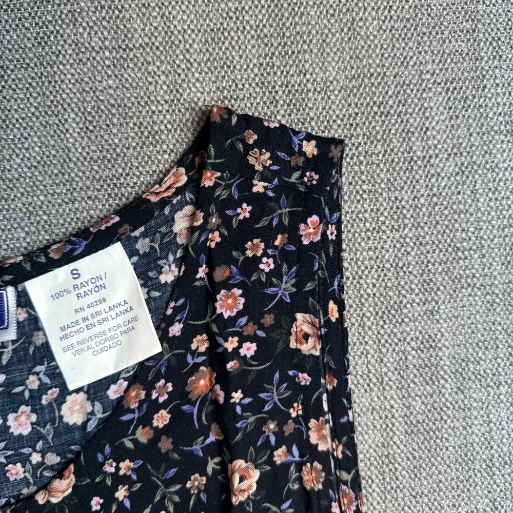 Erika & Co Maxi Dress Womens Small Navy Floral  Rayon Side‎ Tie Boho - Picture 5 of 12